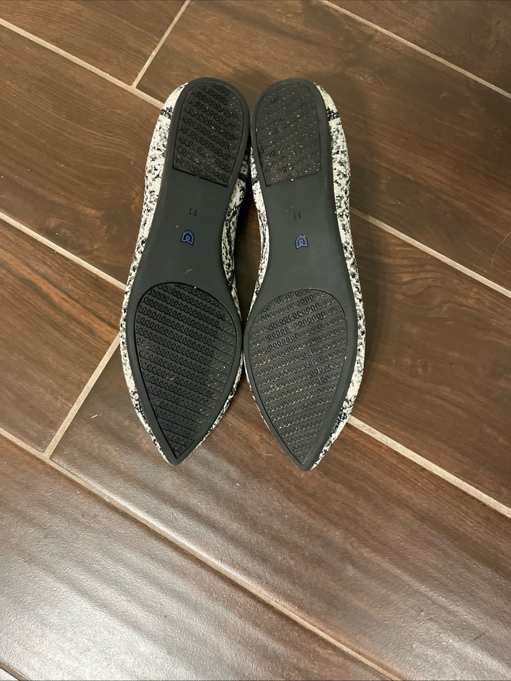 Rothy's Black and White Pointed Slip-On point python print size 11